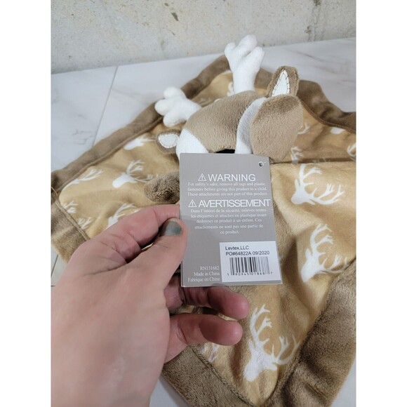 11" Levtex Baby Deer Lovey Plush Security Blanket Buck Antlers‎ Reindeer Brown - Picture 7 of 8